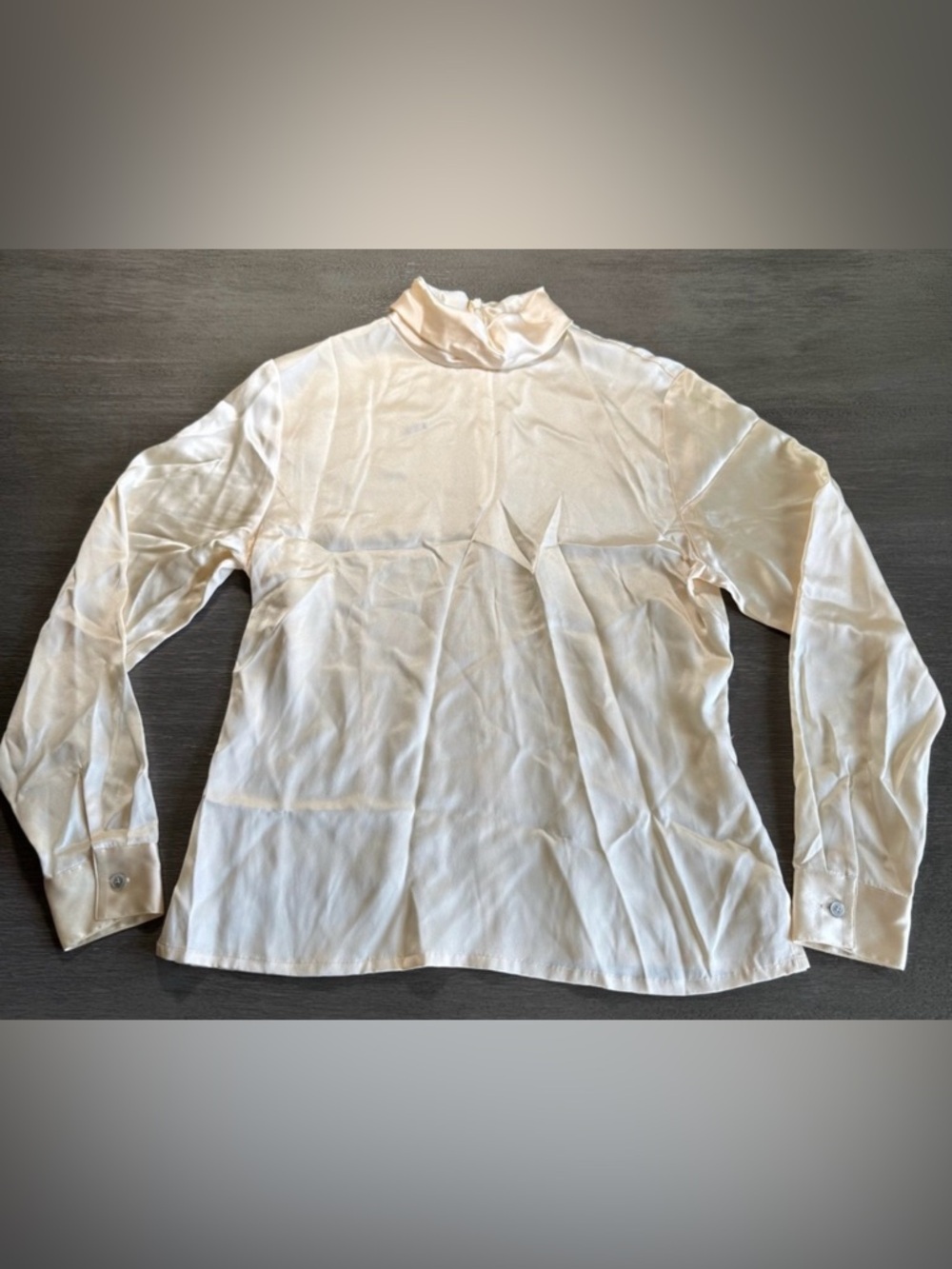 100% Silk Ivory Cream Long Sleeve Blouse Shirt Kate Hill 6